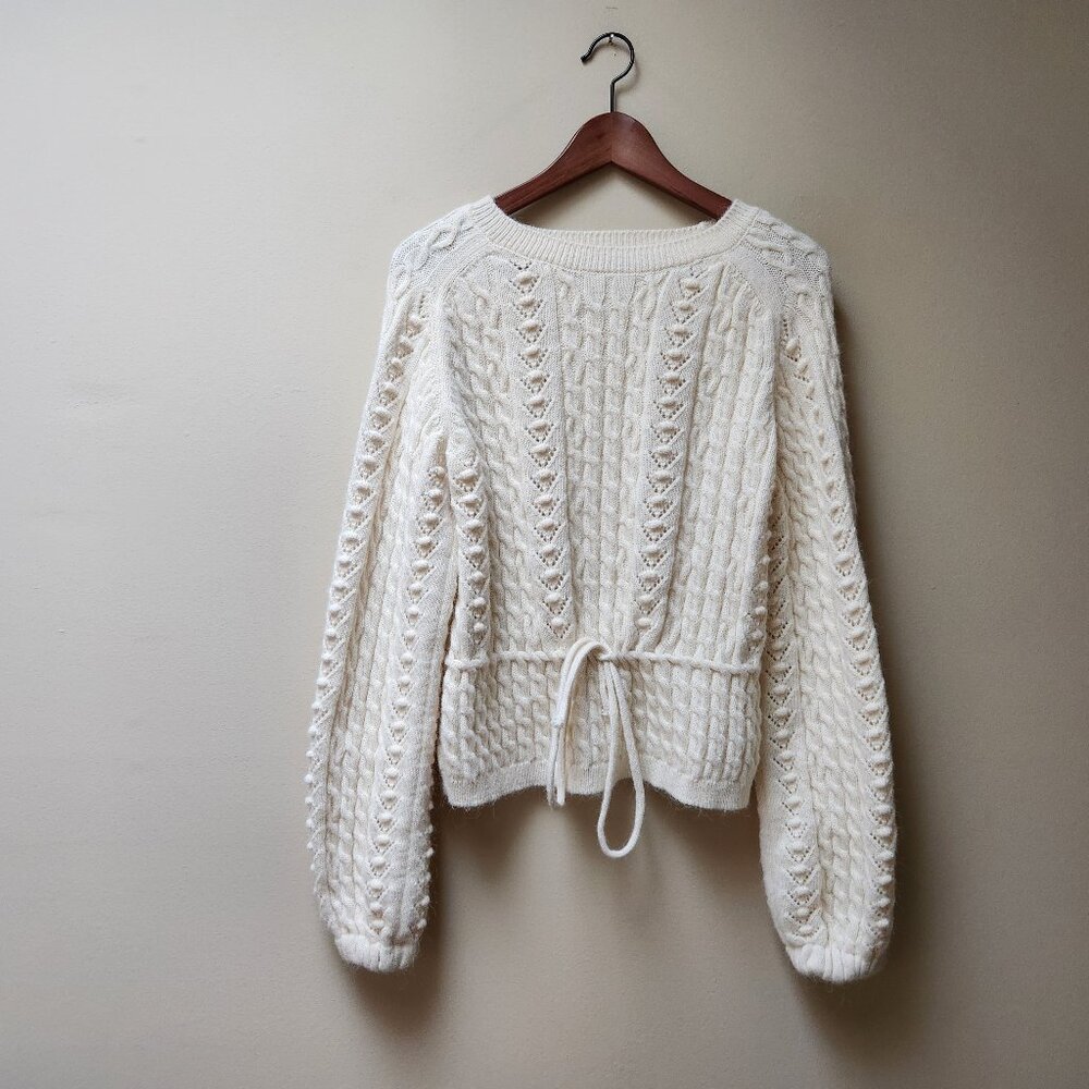 ZARA wool blend cream cable knit sweater